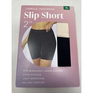 Carole Hochman 2 Pack Slip Shorts Black White Light Smoothing Women’s XL New